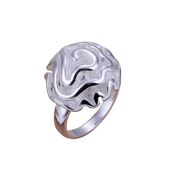 Sterling Silver Filled Rose Statement Ring – 20mm Floral Dome Design - Picture 2 of 3